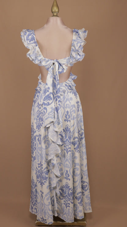 Vestido largo estampado con escote en la espalda