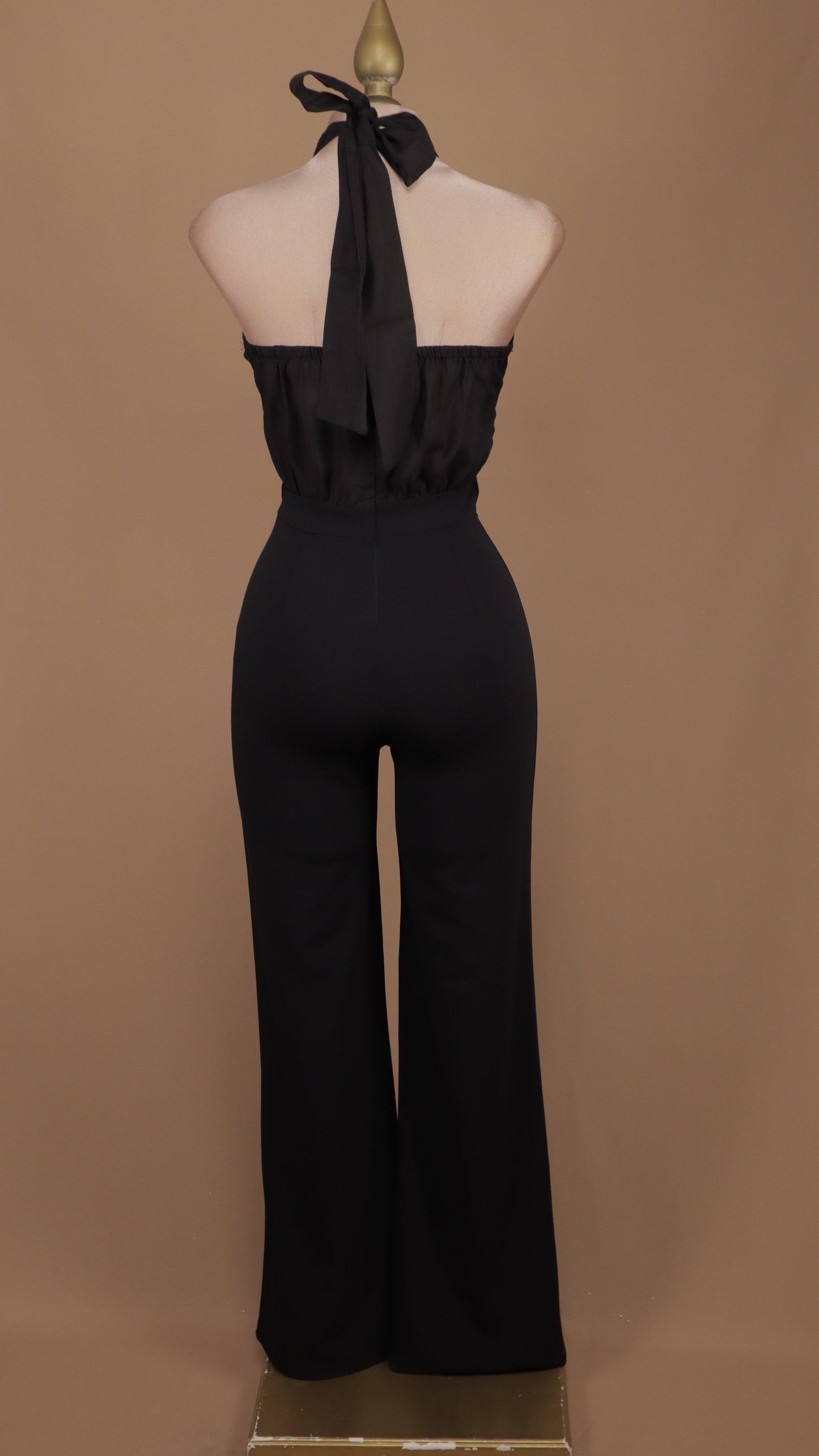Palazzo cuello halter con hebilla en cintura