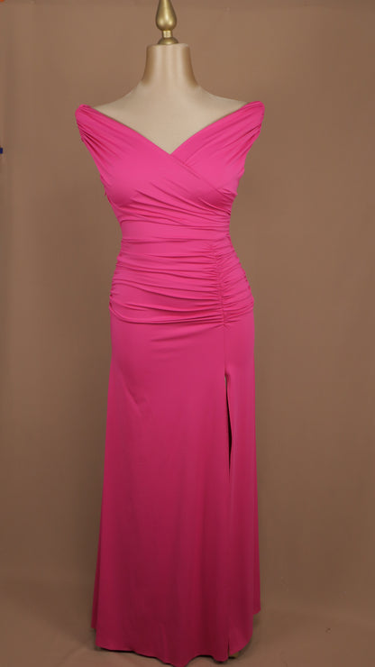 Vestido largo plus size pegadito al hombro