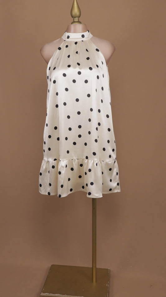 Vestido corto tipo bata cuello halter