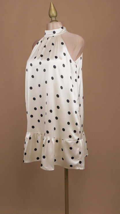 Vestido corto tipo bata cuello halter