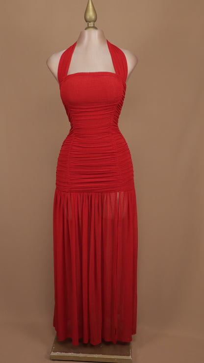 Vestido largo pegadito cuello halter