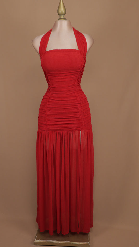 Vestido largo pegadito cuello halter